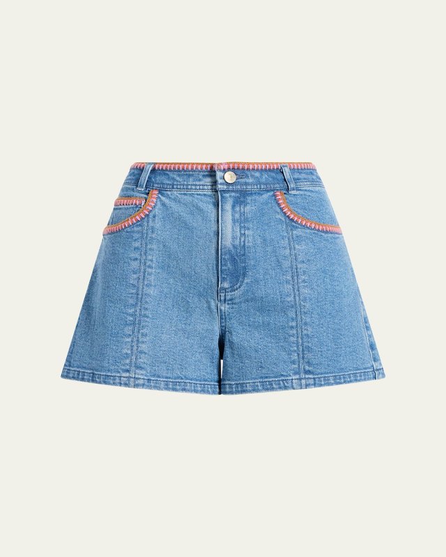Ceil Crochet Denim Shorts